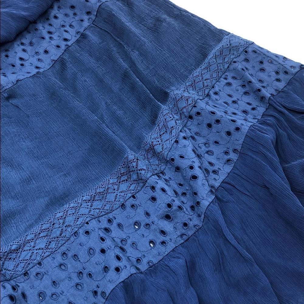 Sundance Dress Zellie Eyelet Dark Blue Midi Sleeveless Boho Women’s Size Small - Picture 10 of 11